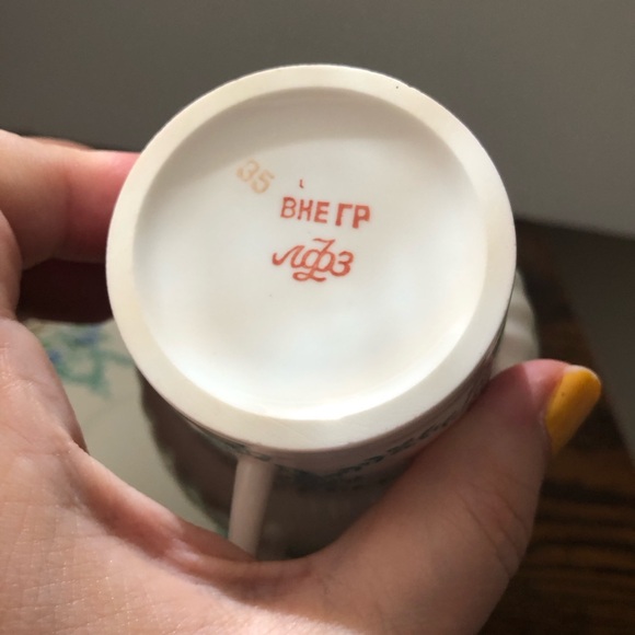 🦋HOME DECOR SALE Vtg Lomonosov porcelain cup & saucer Russia floral cottagecore🦋 - Picture 9 of 15